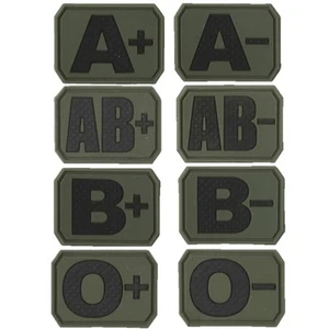 x2 TACTICAL BLOOD GROUP PATCH HOOK & LOOP RUBBER BADGE MEDICAL ARMY AIRSOFT - Picture 1 of 10