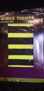 Girls Teenagers Yellow & Black Striped Tights Halloween Hippy UK 11-14 Years - Picture 1 of 1