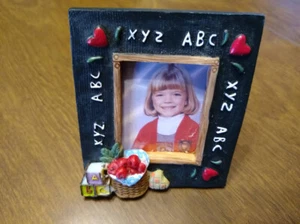 School Days Ceramic Picture Frame - 3/1/2"High x 3" Wide, Picture - 2" x 1 3/4" - Picture 1 of 5