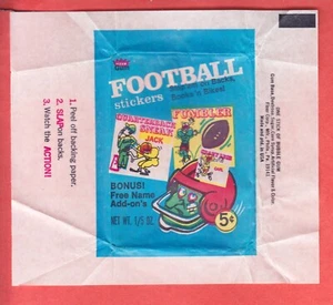 1968 FLEER FOOTBALL STICKERS 5 CENTS WAX WRAPPER NM - Picture 1 of 1