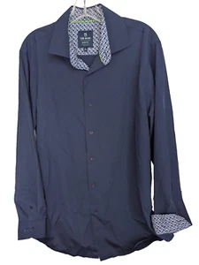 TOM BAINE Performance Shirt Mens XL Slim Fit Stretch Blue 17 1/2 Athletic Design - Picture 1 of 12