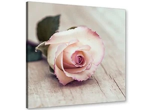 Vintage Shabby Chic French Rose - Cream Realism Canvas Modern 79cm - 1s278l - Picture 1 of 4