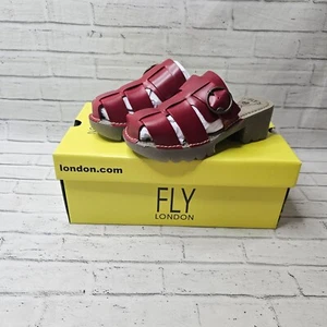 Fly London Mujer ENVY521FLY Cuero Sandalia Sin Cordones Zapatos Tacones Rojo Reino Unido 2.5 - Imagen 1 de 10