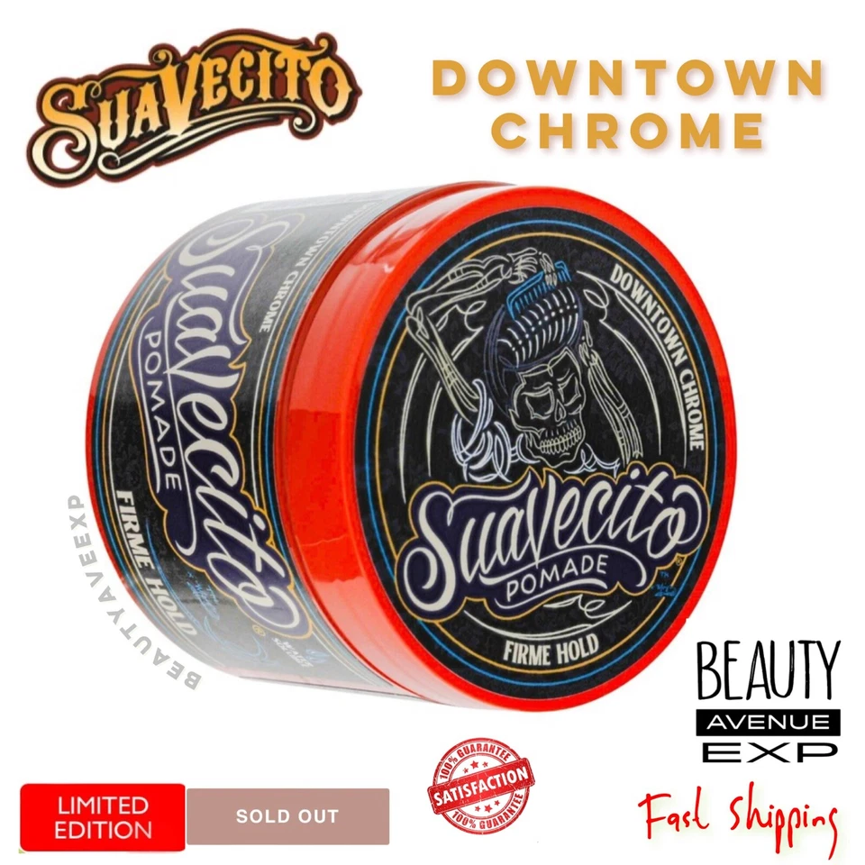 **Guaranteed NEW** Suavecito Downtown Chrome FIRM/STRONG Hold Pomade 4oz LIMITED - Image 1 of 1