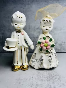 Mini portacandele vintage Holt Howard sposo oro bianco Giappone LEGGI - Foto 1 di 8