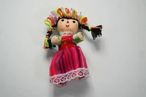 Mexikanische Stoffpuppe 5 Zoll groß handgefertigt Michoacan neu authentisch Mexiko mehrfarbig - Bild 1 von 2
