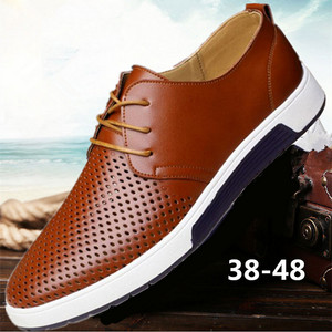 Free Men's Oxfords Lace Up British Casual Shoes Leather Shoes Breathble Loafers