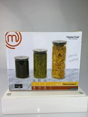 Master Chef Glass Canisters Kitchen Home Storage Organizer TV Series Set of 3 - Image 1 of 4