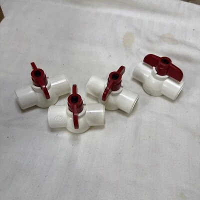 Lot 4 Homewerks VBVP40E3B Ball Valve PVC Schedule 40 x Solvent 1/2" 0.5-Inch Red - Image 1 of 4