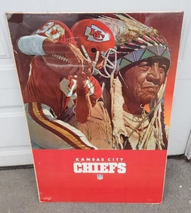 RARO poster vintage 1986 Kansas City Chiefs NFL nuovo vecchio stock sigillato NOS 24X36 - Foto 1 di 7
