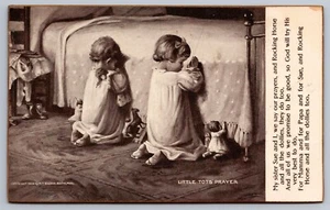 1906 Little Girls & Toys Praying Little Tots Prayer MT Sheahan Boston Postcard - Picture 1 of 2