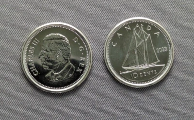 2023 Canada UNC 10 cents, Charles III, first strike mint roll.  Bluenose sailing - Image 1 of 4