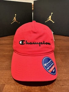 Champion Unisex Adjustable Red Ball Cap Hat New Men’s Women’s OSFA - Picture 1 of 9