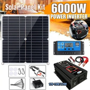 Kit completo de paneles solares de 6000 W generador de energía solar 100A hogar conjunto 110V/220V NUEVO - Imagen 1 de 16