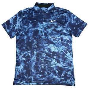 Nike Dri-Fit Blue Graphic Floral Print Golf Shirt DX6090-469 Men's Size Medium - Picture 1 of 9