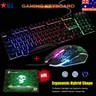 Rainbow Backlit Wired Gaming Keyboard Mouse Combo LED 104 Keys USB For PC PS4