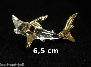 magnifique requin en verre et or,miniature de collection, G13-63 - Imagen 1 de 1