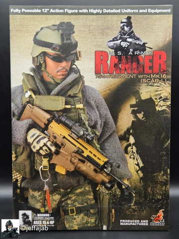 1:6 scale Hot Toys US Army 75th Ranger Regiment w/ MK16 SCAR-L 12" Action Figure Cover