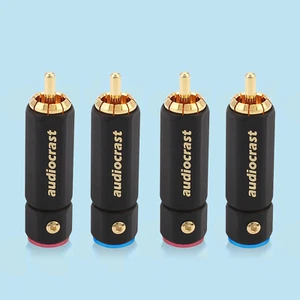 4pcs Gold Plated Locking Jack Hi-Fi Signal Audio RCA Cable Male Connector Plug - Picture 1 of 8