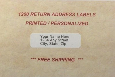 1200 - Personalized Return Address Labels (Printed In Ink Color of your Choice) - Image 1 of 2