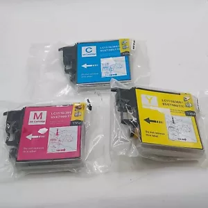 Lot of 3 Inkjet Ink Cartridge Magenta Cyan Yellow LC11/16/38/61/65/67/980/1100 - Picture 1 of 4