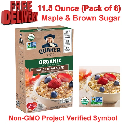 6-Box Instant Organic Oatmeal Maple & Brown Sugar Breakfast Cereal,8 Packets/Box - Image 1 of 4