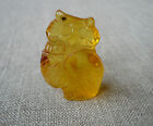 Exclusive Hand Carved Owl Baltic Amber Figurine w Insect FLY