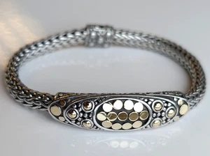 John Hardy - Jaisalmer Classic Two-Tone Sterling Silver & 18k Gold Dot Bracelet - Picture 1 of 18