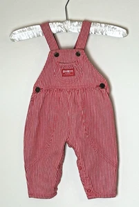 Vintage OshKosh B'Gosh Engineer Overalls Denim Stripe Red White Vestbak USA 12M - Picture 1 of 8
