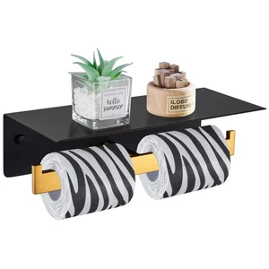 Toilet Paper Holder Black and Gold, SUS 304 Stainless Steel Double Toilet Rol... - Picture 1 of 9