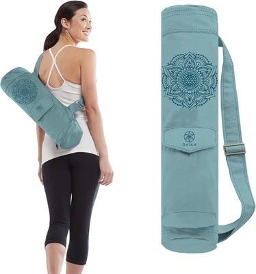 FIT FOR LIFE Gaiam Cargo Yoga Mat Bag, Full-Zipper Yoga Mat Carrier with Adjustable Strap, Fr