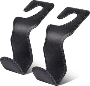 2 Pack Car Headrest Hooks Leather Purse Holder for Bags Coats Grocery - Picture 1 of 4