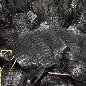 Echtes Alligator Krokodilleder Lederhaut exotisches weiches Fell zum Selbermachen Handarbeit schwarz - Bild 1 von 12