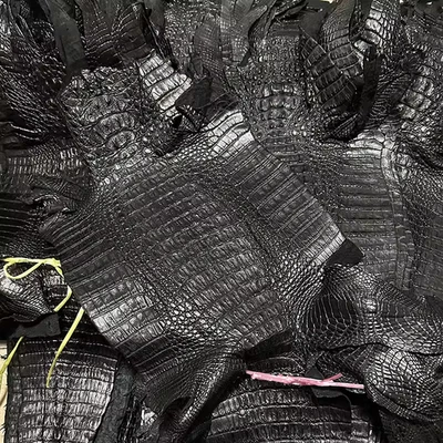 Piel de cocodrilo de cocodrilo real piel exótica piel suave hágalo usted mismo artesanía negra Foto 1 de 4