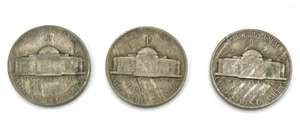 1943 P & 1944 P Jefferson War Nickel LOT REVERSE LAMINATION ERROR 35% Silver - Picture 1 of 5