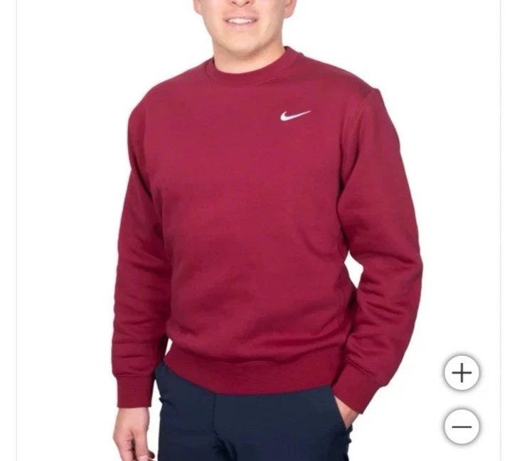 Nike Mens Club Fleece Crewneck Sweatshirt Pullover Small Cardinal Red CJ1614-610