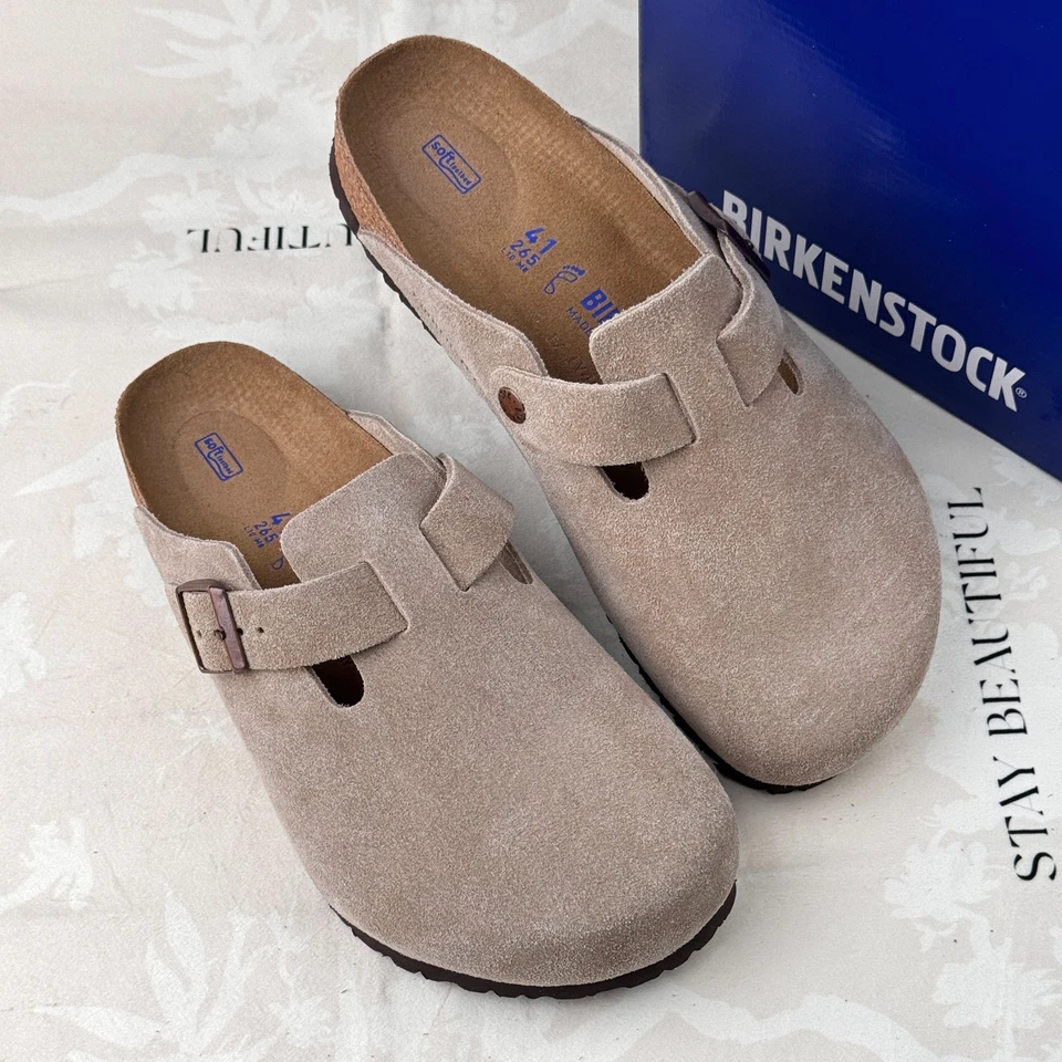 Birkenstock Boston Soft Footbed Taupe Suede Clogs Women and Men EU 37-45 - Image 1 of 1