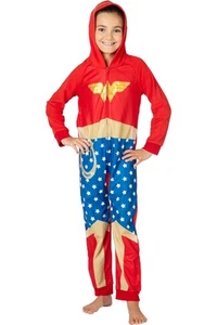 DC Comics Wonder Woman PJ Einteiler Kostüm Pyjama Union Anzug für Kleinkinder Mädchen - Bild 1 von 6