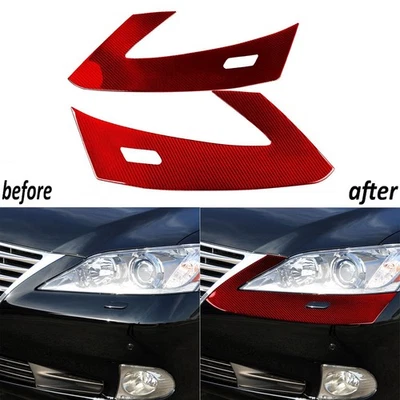Red Carbon Fiber Front Headlight Lower Panel Cover Trim For Lexus ES ES350 06-12 - Изображение 1 из 4