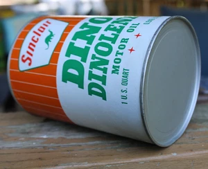 OLIO MOTORE SINCLAIR DINO DINOLENE COMPLETO QUASI NUOVO epoca anni 60 vecchio 1 qt. Lattina - Foto 1 di 7