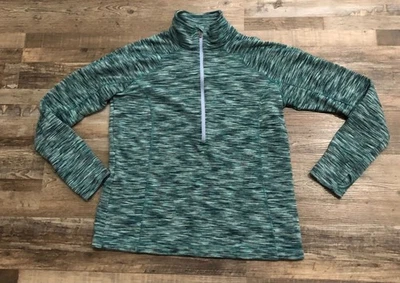 Pullover Columbia para mujer 1/2 cremallera jaspeado azul verde ropa deportiva agujeros para los pulgares XL Foto 1 de 4