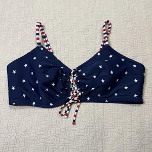 Swim by Cacique Stars & Stripes Swim Top Red White Blue No Wire Size 22 - Picture 1 of 8