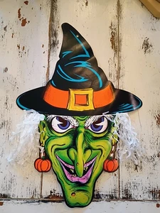 Vintage Halloween Bruja Malvada Flecos Pelo Beistle EE. UU. PAPEL Malvado Troquelado MCM  - Imagen 1 de 13
