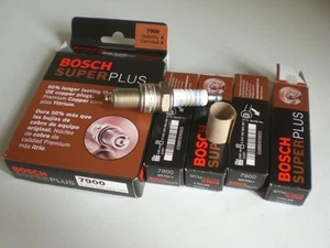 Set of 4 Bosch Super Plus 7900 Copper Yttrium WR7DC+ Car Truck Auto Spark Plugs - Picture 1 of 11