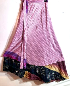 Incredible-art Vintage Silk Sari Magic Wrap Skirt Reversible Double Layer skirt - Picture 1 of 6