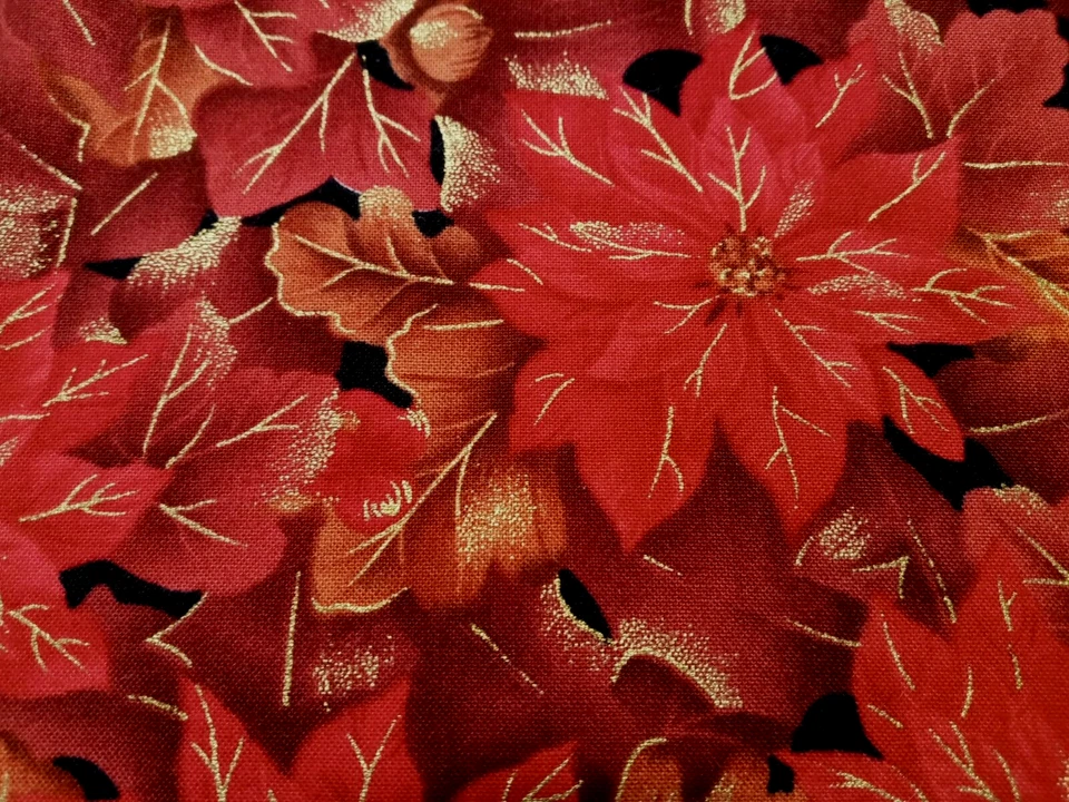 1 yard Christmas Poinsettia Fabric 36" x 44" English Collection David Textiles - Image 1 of 4
