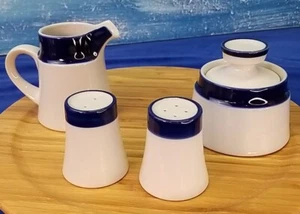 Unused Noritake Primastone Stoneware Fjord Pattern Cream/Sugar/Salt/Pepper Set - Picture 1 of 11