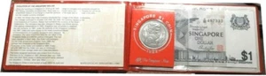 elf Singapore 2 pc Souvenir Pack National Coin Fair '88 Dollar 1984 and Note - Picture 1 of 5