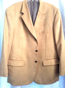 Men's Sz 46 R  Alfani For Macy's Jacket Sport Coat Micro suede Camel Tan Plush - Picture 1 of 14