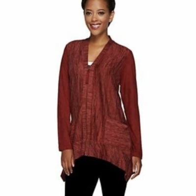 LOGO Lori Goldstein Cremallera Imitación Gamuza Mangas Cárdigan Suéter Talla S Foto 1 de 4